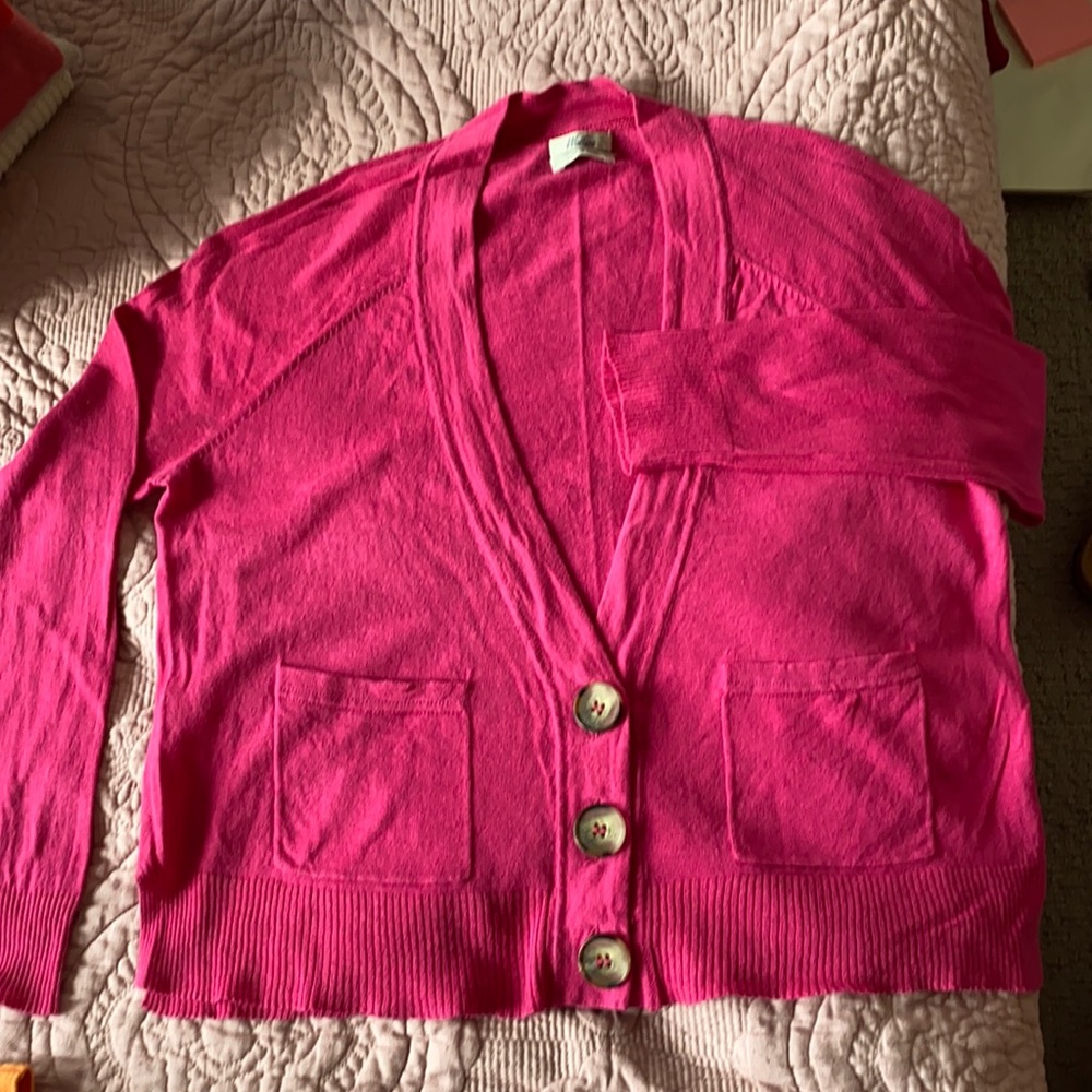 Madewell hot pink cropped cardigan